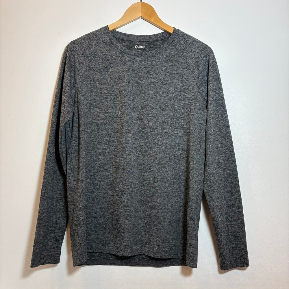 Quince Women Small Heathered Gray Long Sleeve Athletic Performance‎ Shirt Raglan